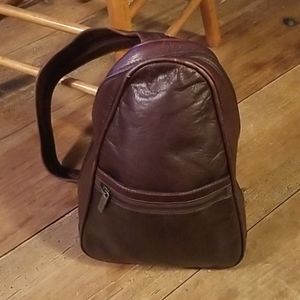 Bass brown leather small backpack
